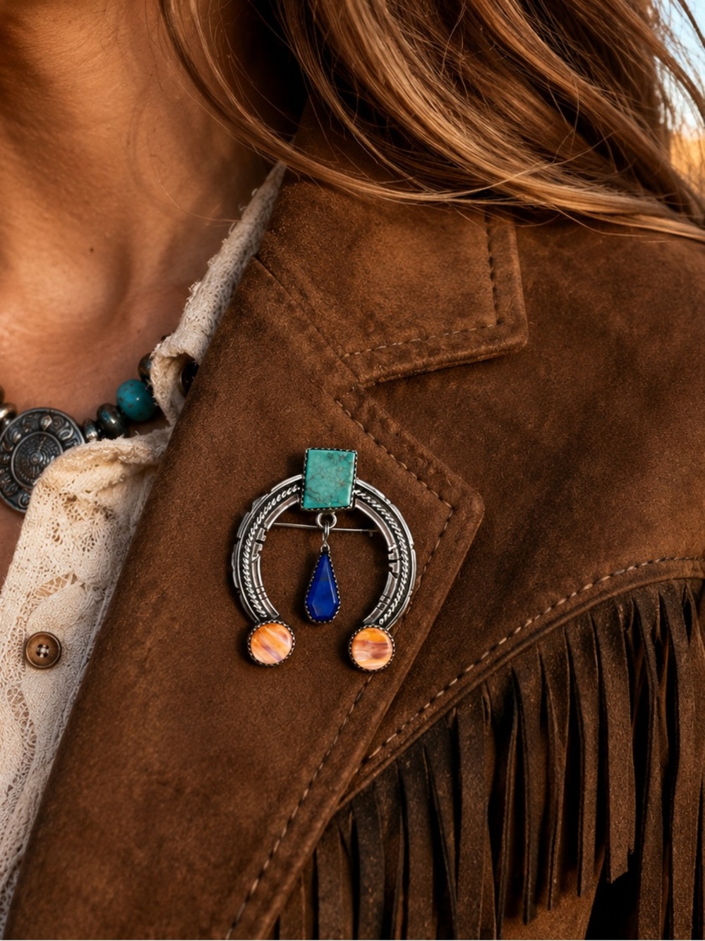 Navajo Brooch Verna L. Peterson VP Hallmark Signed Sterling - Picture 2 of 6